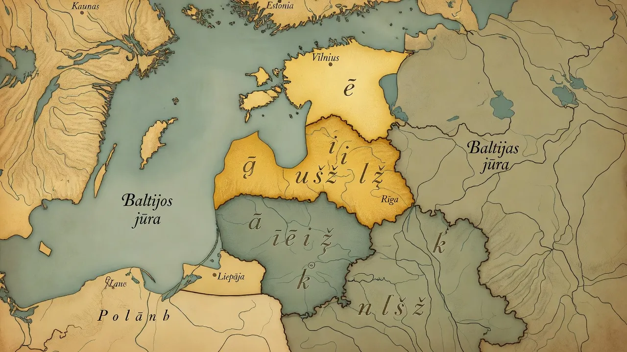 Carte de la mer Baltique avec Lituanie et Lettonie mises en évidence