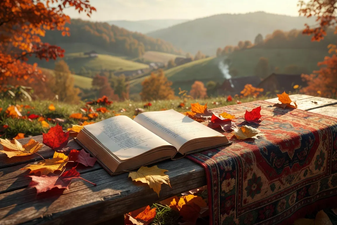 Livre de poésie roumaine ouvert avec tasse de café et stylo
